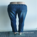 Pantalones largos tejidos amigables con la piel Algodón Spandex Jeans de mujer